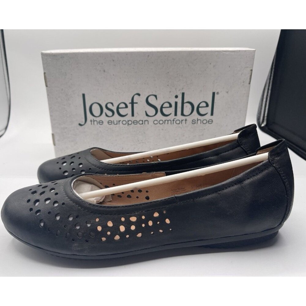 Joseph‎ Siebel Shoes Womens Slip On Size 8-8.5 EU 39 Black Leather Comfort